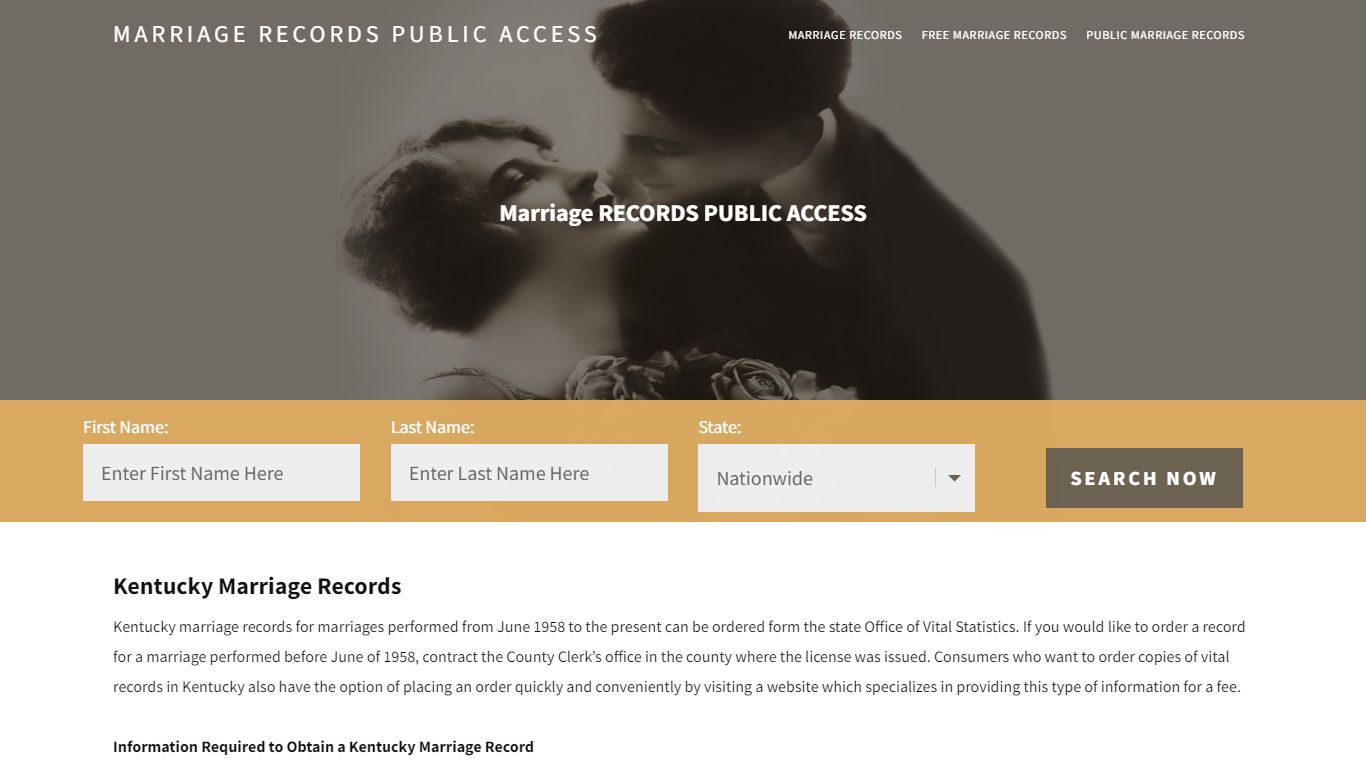 Kentucky Marriage Records |Enter Name and Search | 14 Days Free